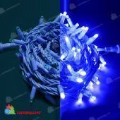 Гирлянда Нить, 10м., 100 LED, теплый белый, без мерцания, синий провод (резина), с защитным колпачком. 07-3776