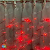 Гирлянда светодиодный занавес, 2х1,5м., 380 LED, красный, без мерцания, белый провод (пвх), с защитным колпачком. 13-1308