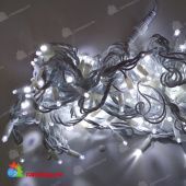 Гирлянда Нить, 20м., 200 LED, холодный белый, без мерцания, белый резиновый провод (Каучук) с защитным колпачком. 13-1418