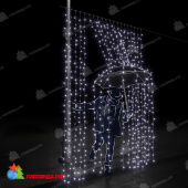 Гирлянда светодиодный занавес 2х4 м., 800 LED, Холодный Белый, без мерцания, прозрачный ПВХ провод, с защитным колпачком. 07-5736
