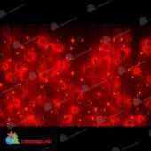 Гирлянда светодиодный занавес, 2x6м., 1140 LED, красный, без мерцания, черный резиновый провод (Каучук), с защитным колпачком. 11-1291