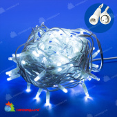 Гирлянда Нить 10 м., 120 LED, холодный белый, без мерцания, белый резиновый провод (Каучук), с защитным колпачком. 10-3735.