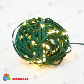 Гирлянда светодиодная "Полоса", 10м. 100 LED. Теплый белый свет. Провод зеленый. 10-3615