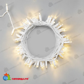 Гирлянда Нить 10м Тепло-Белая 24В, 100 LED, провод Белый Каучук 2,3мм, IP65 04-5326