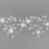 Гирлянда Бахрома 3х0.6м., 108 LED, холодный белый, с мерцанием, белый резиновый провод (Каучук), с защитным колпачком. 16-1022