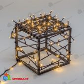 Гирлянда Нить 10м Тепло-Белая 220В, 100 LED, провод Черный ПВХ, IP54 04-5366