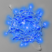 Гирлянда Нить 10 м., 100 LED, синий, без мерцания, белый резиновый провод, с защитным колпачком. 16-1041