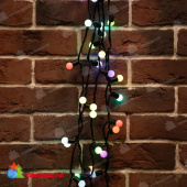 Гирлянда светодиодная Мультиколоршарики Ø17,5мм 20м 200 Led RGB черный пвх IP65 быстрая смена цвета 24В 14-2325