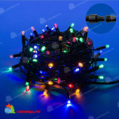 Гирлянда Нить 10 м., 120 LED, мульти, с мерцанием, черный резиновый провод (Каучук), с защитным колпачком. 10-3737.