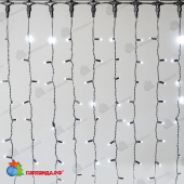 Гирлянда Занавес 2 x 2 м Белый 220В, 400 LED, провод Черный Каучук 2,3мм, IP65 04-5338