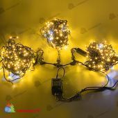 Гирлянда на деревья, спайдер, Луч, 3х20, 60м, 600 LED, 24B, желтый, с мерцанием, черный ПВХ провод. 06-3097
