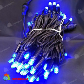 Гирлянда Нить 9,2 м, 92 LED, синий, без мерцания, черный провод. 13-2009