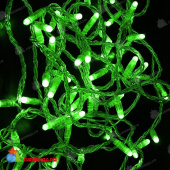Гирлянда Нить 5+5 м, 100 LED, Зеленый, без мерцания, прозрачный провод (ПВХ). 17-1211