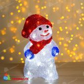 Светодиодная фигура акрил "Снеговик с шарфиком" 13х15х25см, с диммером 30 LED 220V холодный белый. 12-1530