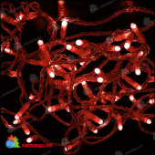 Гирлянда Нить 5+5 м, 100 LED, Красный, с мерцанием, прозрачный провод (ПВХ). 17-1212