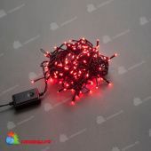 Гирлянда Нить, 20м., 200 LED, красный, чейзинг, контроллер, черный ПВХ провод. 11-1454