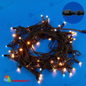 Гирлянда Нить 10 м., 120 LED, теплый белый, с мерцанием холодный, черный резиновый провод (Каучук), с защитным колпачком. 10-3806.