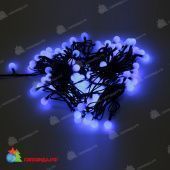 Гирлянда нить с насадками Шарики D25мм, 15м., 100 LED, синий, черный резиновый провод (Каучук). 11-1709