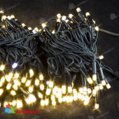 Гирлянда Нить 20 м., 200 LED, Теплый Белый, с мерцанием Холодный Белый, черный провод (каучук). 03-4159