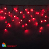 Бахрома 3x0.5 м, 114 LED, Красный, без мерцания, белый провод (ПВХ). 17-1044