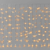 Гирлянда светодиодный занавес, 2х1м., 200 LED, облегченный, теплый белый, без мерцания, прозрачный ПВХ провод с защитным колпачком. 16-1119