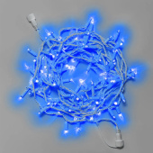 Гирлянда Нить 10 м., 100 LED, синий, без мерцания, белый резиновый провод (Каучук), с защитным колпачком. G16-1053