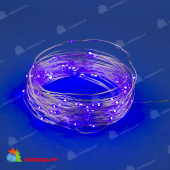 Гирлянда светодиодная на батарейках, «Роса», 10м. 100 LED. Фиолетовый свет. Провод медный. 10-3838