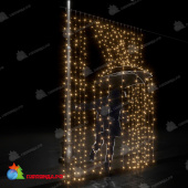 Гирлянда светодиодный занавес 2х4 м., 800 LED, Теплый Белый, без мерцания, прозрачный ПВХ провод, с защитным колпачком. 07-5737