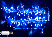 Гирлянда Нить, 5+5м., 100 LED, Синий, с мерцанием, прозрачный провод (резина). 07-3866