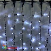 Гирлянда светодиодный занавес, 2х1,5м., 380 LED, холодный белый, без мерцания, черный провод (пвх), с защитным колпачком. 13-1310