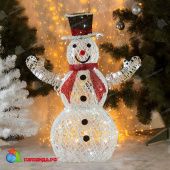 Светодиодная "Снеговик с красным шарфом" 80 см, холодный белый. 12-1511