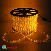 Светодиодный дюралайт LED, 2-х проводной, желтый, без мерцания, кратность резки 2 метра, диаметр 10 мм, 220В, 100 м. 06-3348