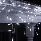 Гирлянда Бахрома, 5х0.7м., 250 LED, холодный белый, с мерцанием, белый резиновый провод (Каучук), с защитным колпачком. 08-1551