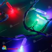 Гирлянда Нить 5+5 м, 100 LED, RGB, с мерцанием, белый провод (ПВХ). 17-1190