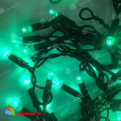 Гирлянда Нить 5+5 м, 100 LED, Зеленый, без мерцания, черный провод, каучук (резина). 17-1253