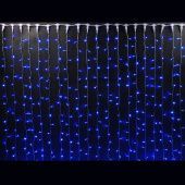 Гирлянда светодиодный занавес, 2х2м., 400 LED, синий, без мерцания, прозрачный ПВХ провод. 07-3306
