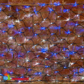 Гирлянда светодиодная Сеть 2х0,7м 176 Led Холодный Белый/Синий черный пвх IP65 свечение с динамикой 230В контроллер в комплекте 14-2188