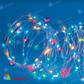Гирлянда светодиодная, 10м. 100 LED. RGB свет. Пульт ДУ (в/к). Провод прозрачный. 10-3619