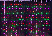 Гирлянда светодиодный занавес, 2х9м., 1500 LED, красный, зеленый, розовый, с мерцанием, черный провод (пвх), с защитным колпачком. 07-3918