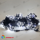 Комплект 3 Белых Нити по 20м с Мерцанием Белого Диода, 600 LED, провод Черный Каучук 2,3мм, IP54 04-5343