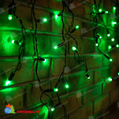Гирлянда светодиодная Бахрома (Айсикл) 2,4х0,6м 88 Led Зеленый черный пвх IP65 постоянное свечение 230В блок в комплекте 14-2105