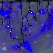 Гирлянда Бахрома 2х0.6м., 80 LED, синий, с мерцанием, черный резиновый провод (Каучук) с защитным колпачком. 13-2122