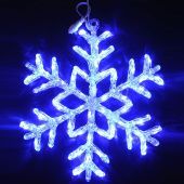 Снежинка светодиодная акриловая без мерцания. Диаметр 70 см., 220 В, Синий. 07-3230