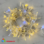 Гирлянда Нить с Колпачком 10м Золотой с Мерцанием Белого Диода 24В, 100 LED, провод Прозрачный ПВХ, IP65 04-5376