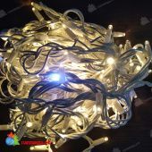 Гирлянда Нить, 20м., 200 LED, теплый белый, с мерцанием, белый резиновый провод (Каучук) с защитным колпачком. 13-1421