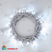 Гирлянда Нить 10м Белая 24В, 100 LED, провод Серый Каучук 2,3мм, IP65 04-5327