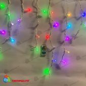Гирлянда Бахрома, 2х0.6м., 80 LED, RGB, с динамикой д/у, белый резиновый провод (Каучук) с защитным колпачком. 13-1386