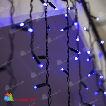 Бахрома 3x0.5 м, 114 LED, Синий, с мерцанием, черный провод (ПВХ). 17-1059