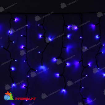 Бахрома 3x0.5 м, 114 LED, Синий, без мерцания, черный провод, каучук (резина). 17-1080