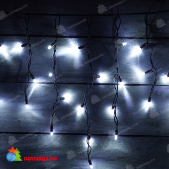 Бахрома 3x0.5 м, 114 LED, Холодный Белый, без мерцания, черный провод 2.3 мм, каучук (резина). 17-1127